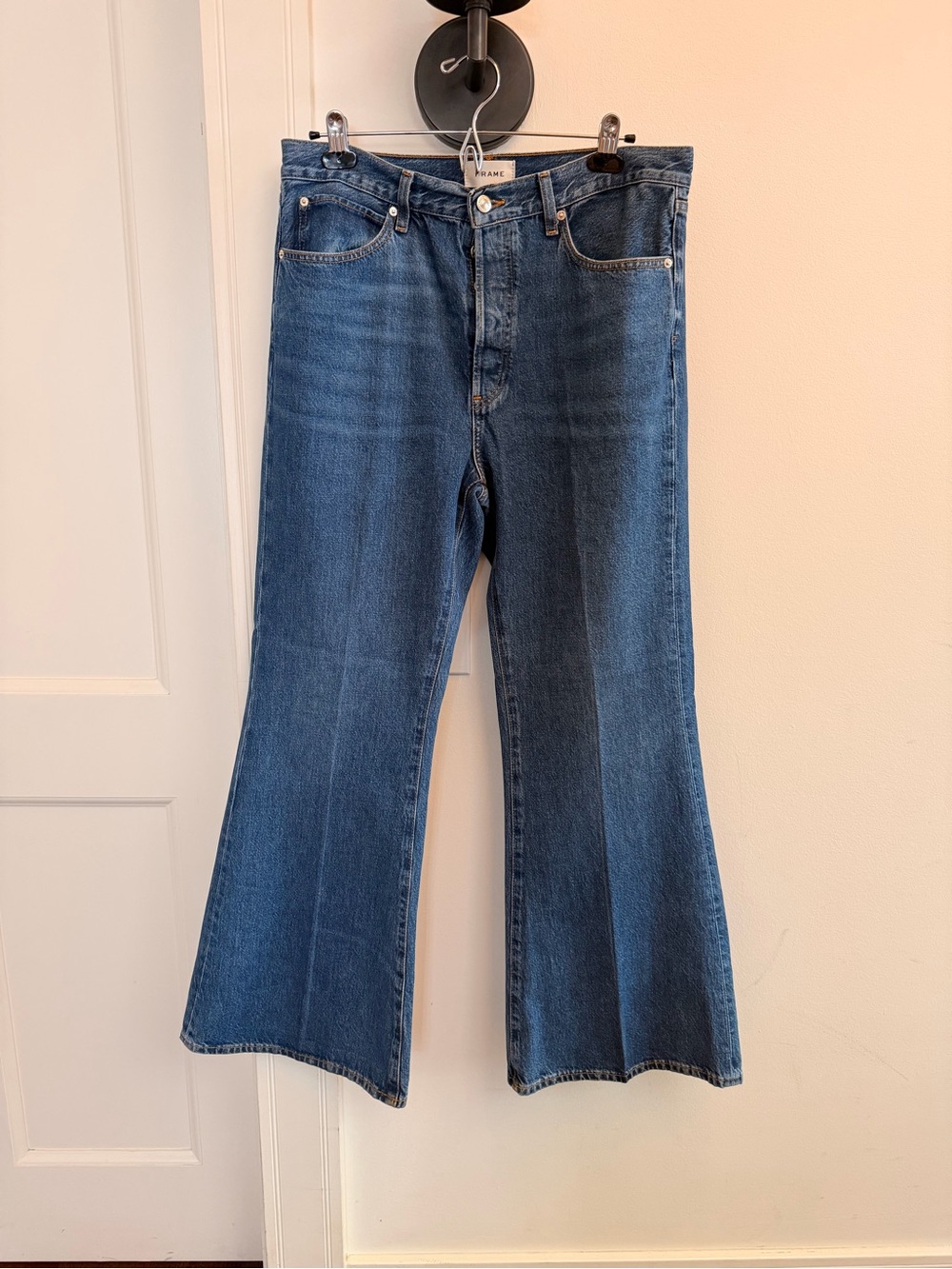 Frame Denim Medium Blue High-Rise Wide-Leg Jeans